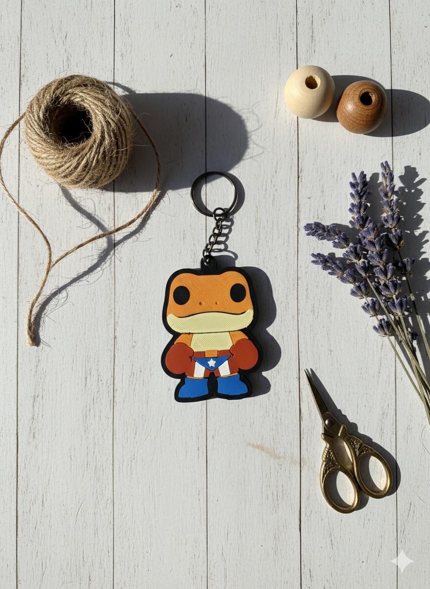 Sapo Concho Boxeador Pop Style Keychain β Puerto Rican Inspired Collectible